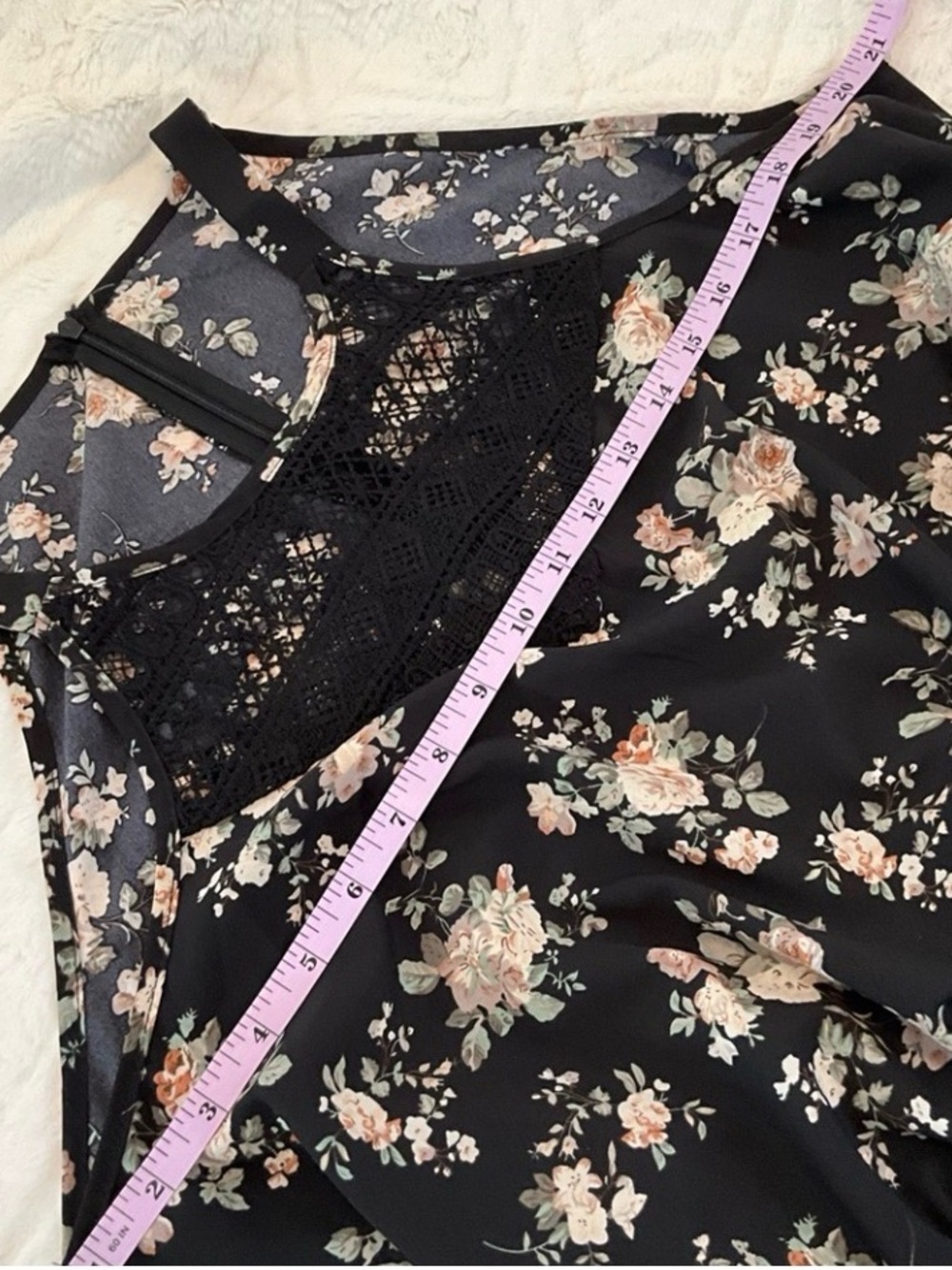 Floral Lace-Trim Black Jumpsuit - Picture 8 of 9